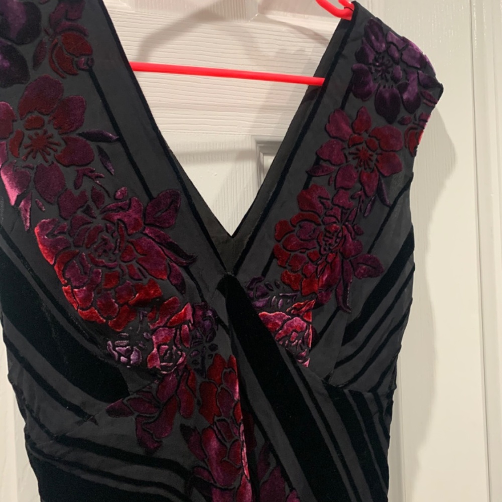 Vintage Muse Black Crushed Velvet Bias A-Line Dress Size 4 - Picture 4 of 11